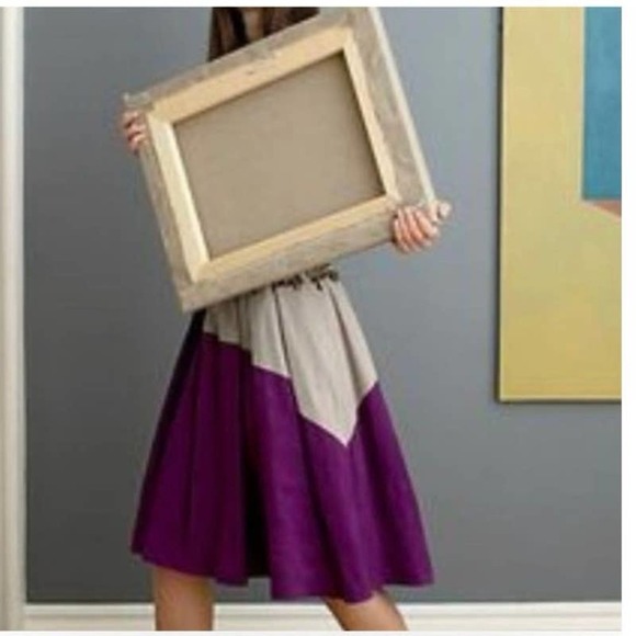 Anthropologie Left Of Center Diagonally Divided Women’s Two Toned Pleated Skirt - Picture 1 of 8